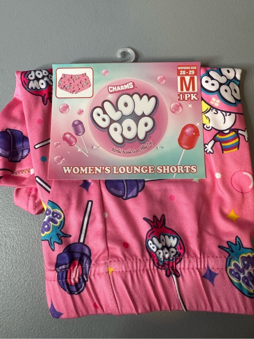 Blow Pop Candy lollipop logo Women's Pink Lounge Shorts md candy lover novelty